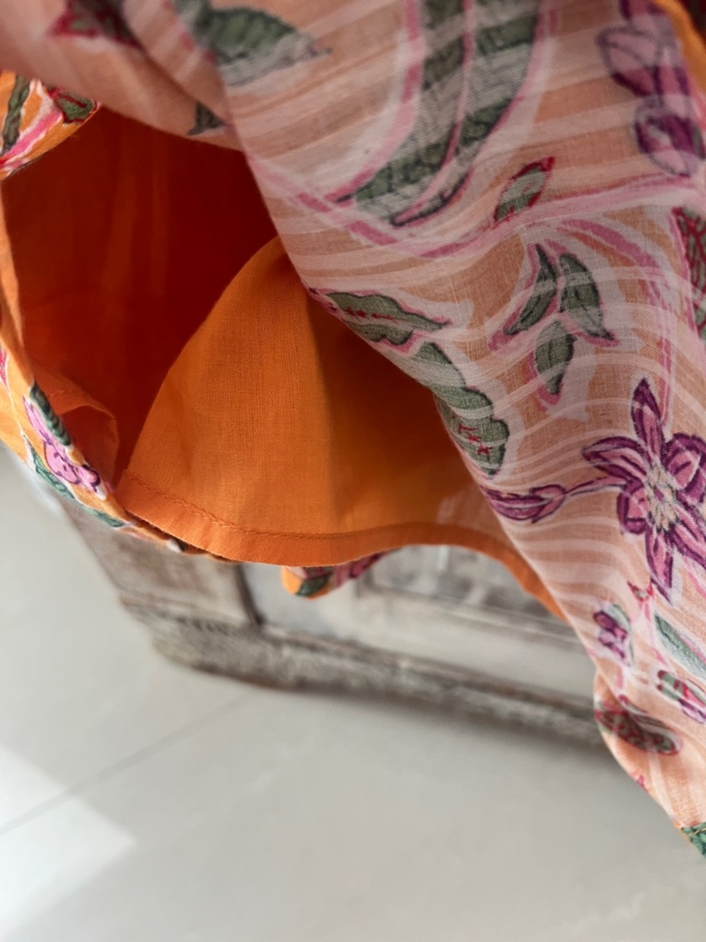Caroline Constas Orange Maxi Dress with Pink Floral Print - Picture 6 of 6